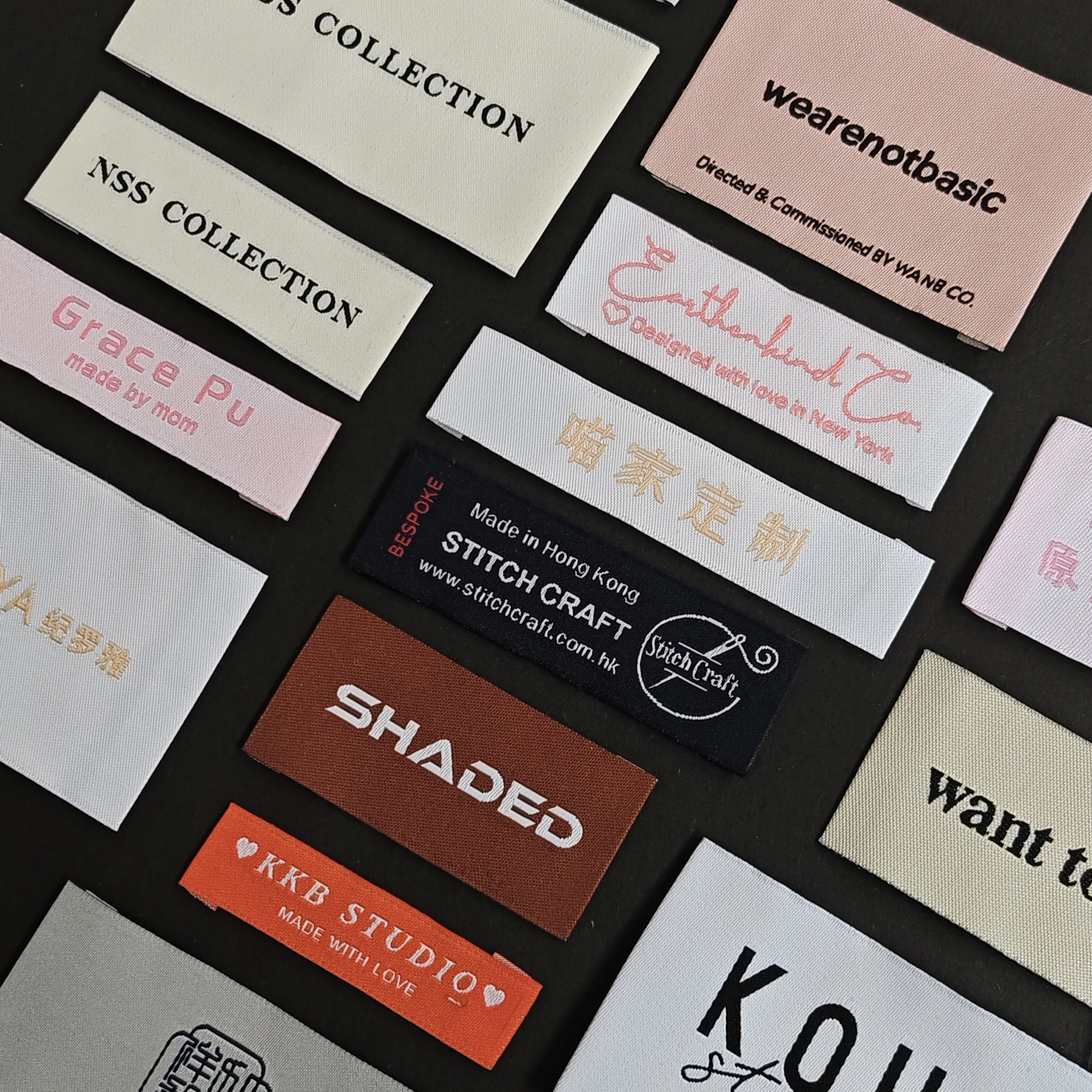 Custom-Made Clothing Collar Label Side Logo Woven Label Stock Design Custom Cloth Labels for Garments