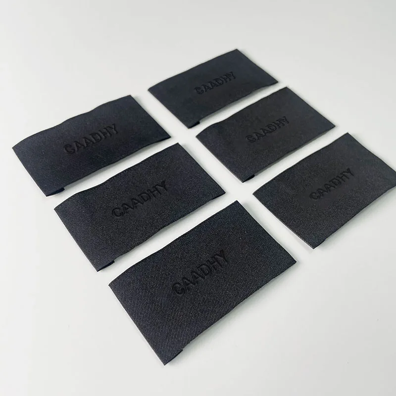 New Design 3D Woven Black Neck Label Custom Brand Name Clothing Labels Logo Printed 3d Printing Polyester Label
