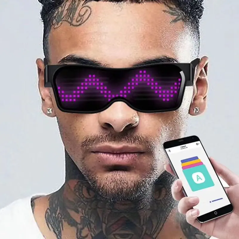 USB Charging Glasses App Control 22 Lamp Beads Led Glasses for Bar Parties