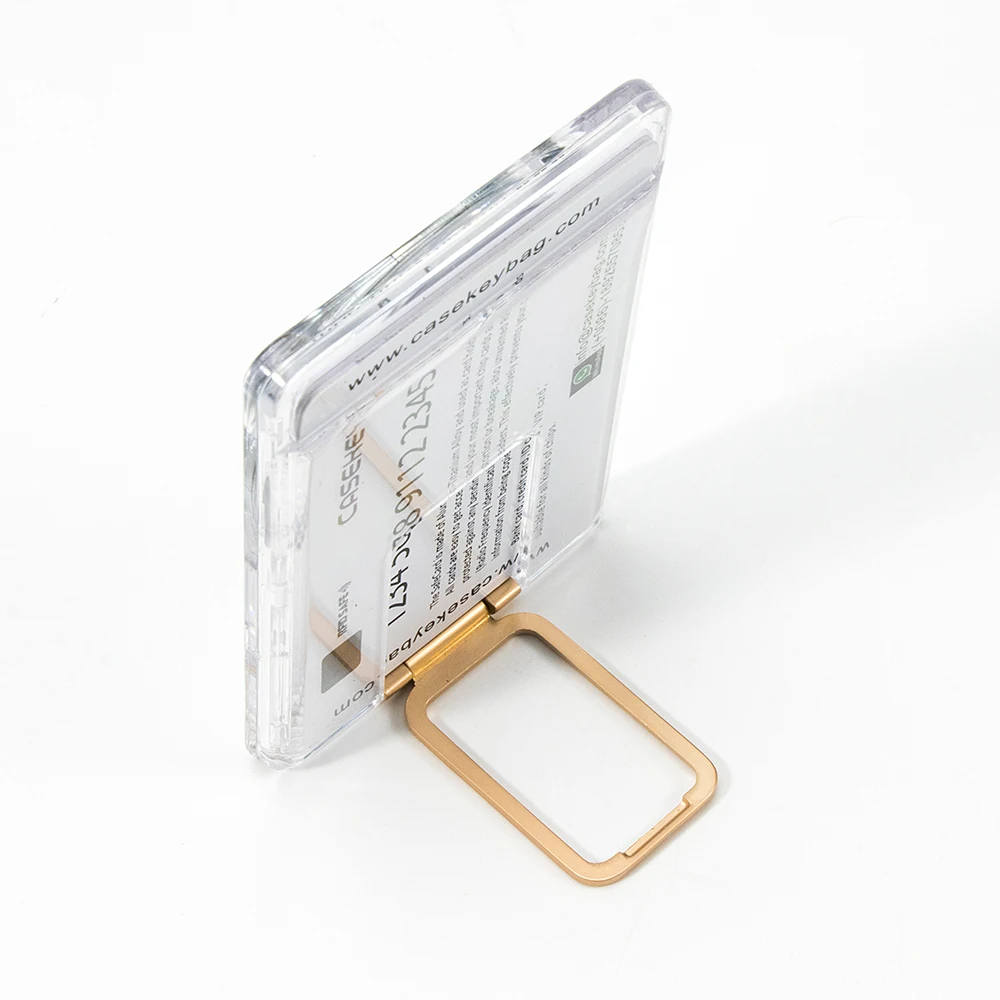 New Transparent Clear Plastic Mobile Phone Card Pocket Cardholder Slim Strong Magnetic Card Holder Wallet with Stand for Phone