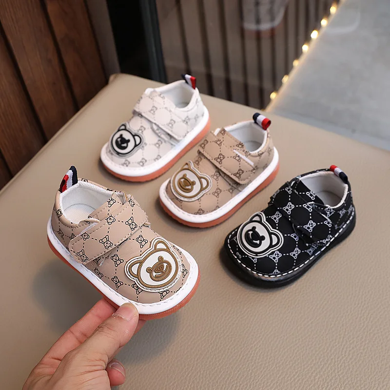 Spring and autumn baby cartoon bear shoes toddler shoes baby comfortable soft sole shoes