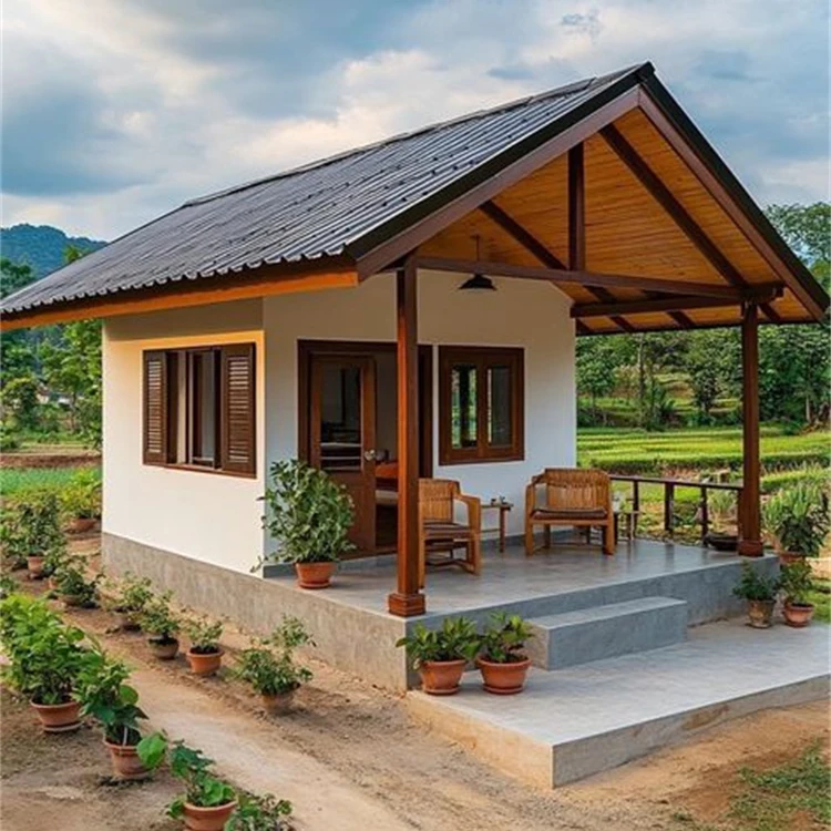 Prefabricated building quick installation light steel villa glass house price triangle roof