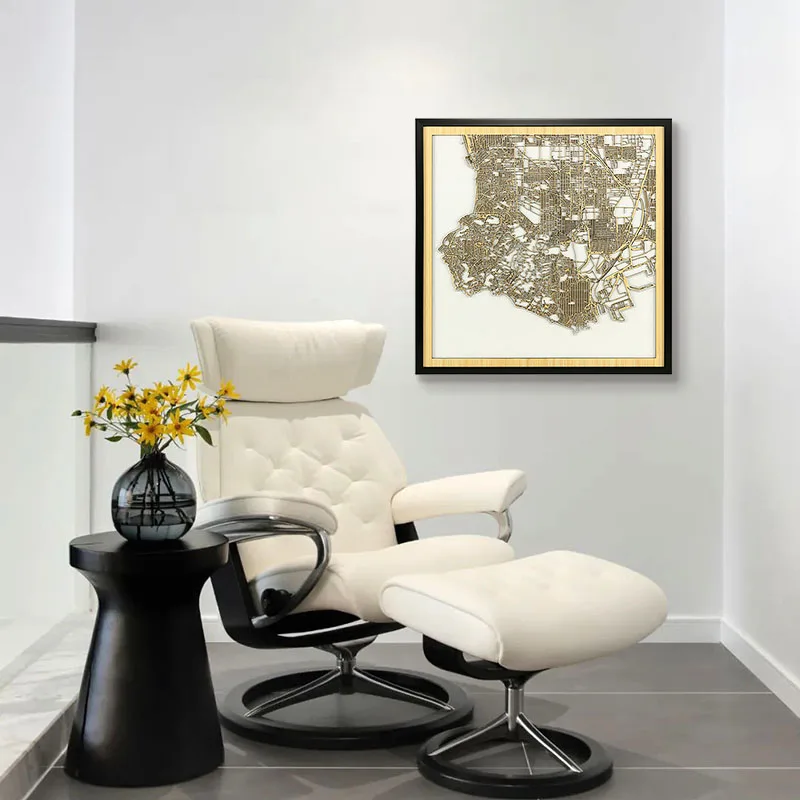 Port of Los Angeles Wooden City maps Housewarming Gift Laser Cut Map Office Decor