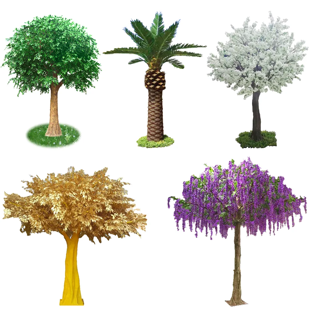 Wholesale price Factory directly high simulation outdoor artificial palm tree date palm plastic coconut tree artificial trees