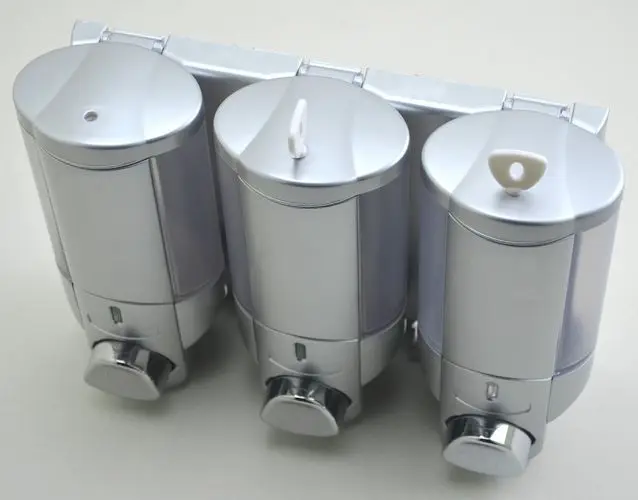 ABS plastic white silver chrome 200mL liquid soap powder dispenser wall mount triple soap dispenser