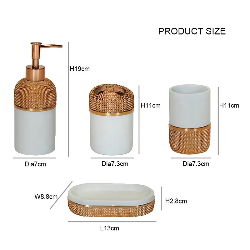 Factory Direct Sale Classical 4PCS Hotel Bath  Accessories  Plastic Bathroom Set