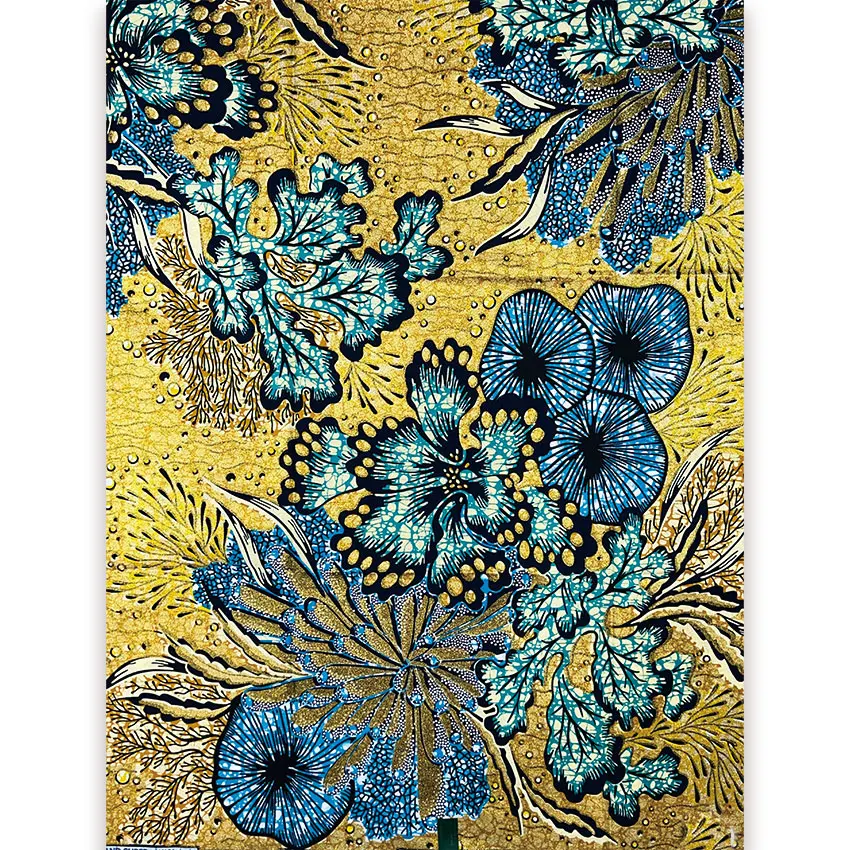 Golden Glitter Fabric Cotton Grand Super From Dubai Original Wax Print Dress