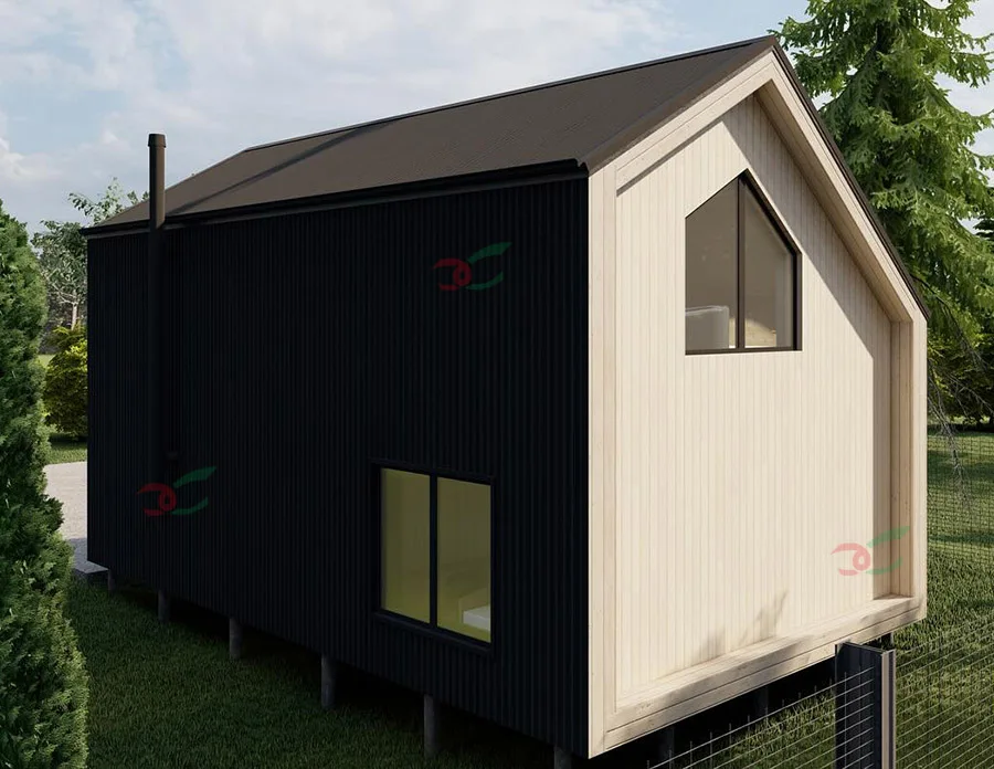 triangular house wooden A frame prefabricated wood log cabin the triangle house with kitchen bathroom