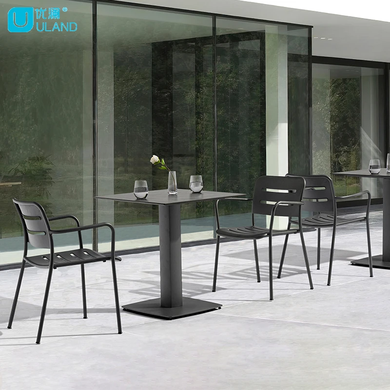 Uland patio Steel wicker table outdoor folding tables outdoor dinning set dining table