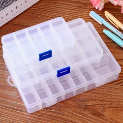 10/15/24 Slots Adjustable Storage Box Plastic Case Home Organizer Jewelry Beads Boxes