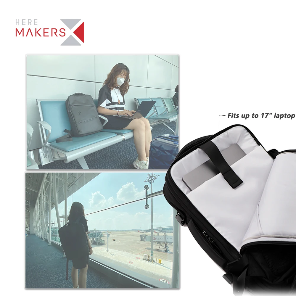 Factory Custom High Quality Travel Business Backpack Bag Mens 25L Extendable Laptop Backpack with USB