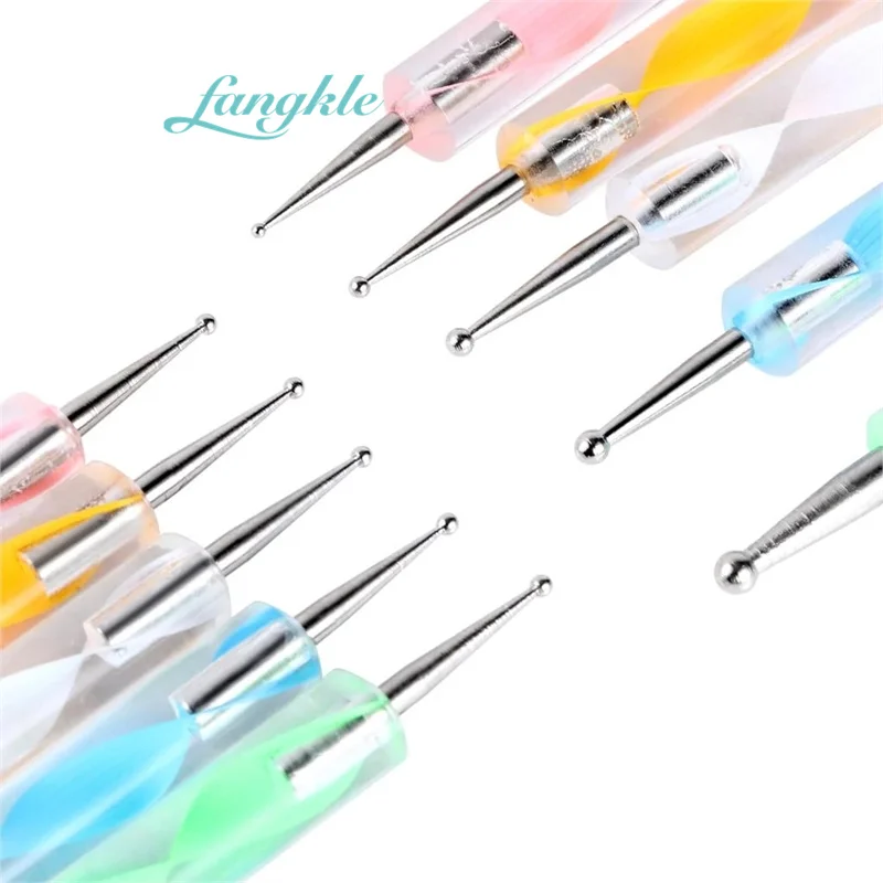 Wholesale 5pcs Double Headed Nail Art Dotting Pen Stainless Steel Gel Nail Polish Dot Pen Nail Art Pen Tool