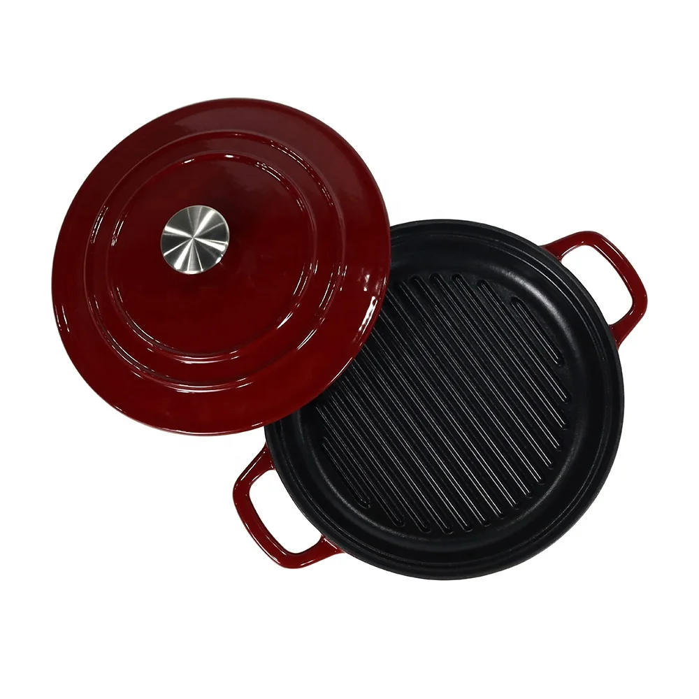 4-in-1 Cast Iron Stackable Cookware Set Enameled Dutch Oven Set
