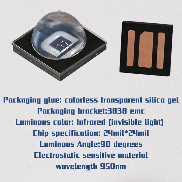 Source Factory High Power LED 810nm 850nm IR Infrared SMD 3838 Diode EMC 90 Degree for Outdoor Lighting