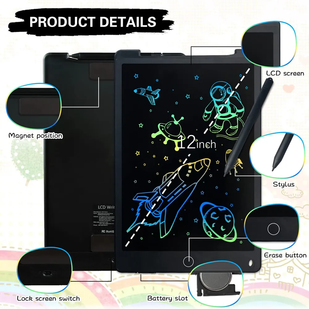 portable Erasable lcd writing tablet 8.5 inch with memory waterproof electronic wirting pad for children kids