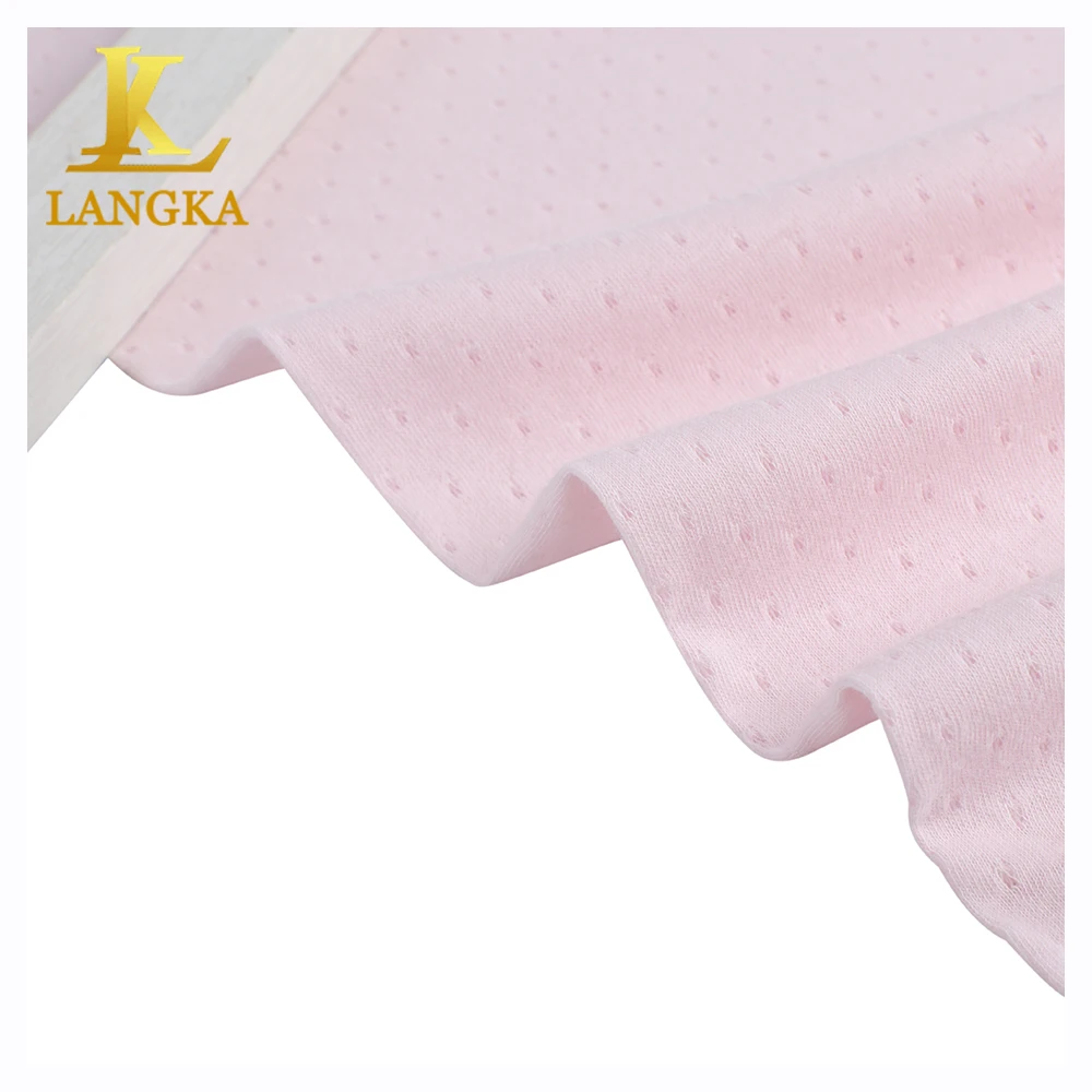 Langka sports textile knitted solid color 100% organic cotton mesh fabric