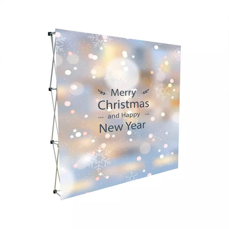 Custom 3x3 meter pop up banner display for wall or backdrop with lights