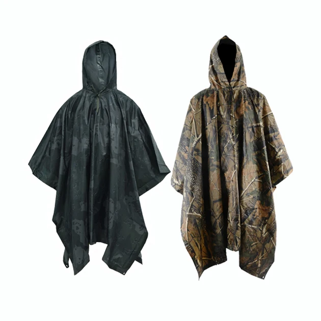 PVC Cloak Field Sniper Multi-terrain Live CS Poncho Jungle City Desert Biking Hiking Camping Poncho Source Factory OEM