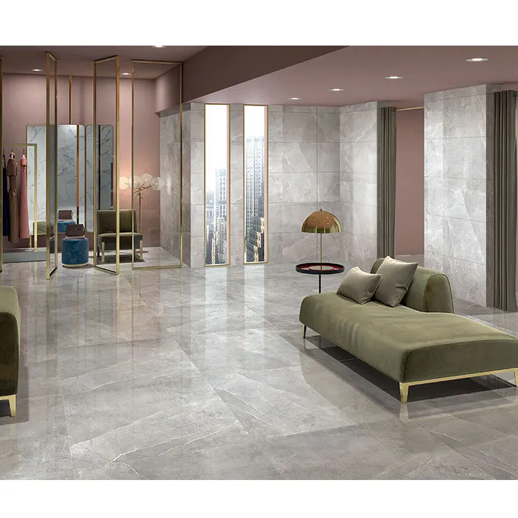 Foshan Factory High Quality 32x32 Light Gray Marble Look 80x80 Polished Glazed Full Body Porcelain tile