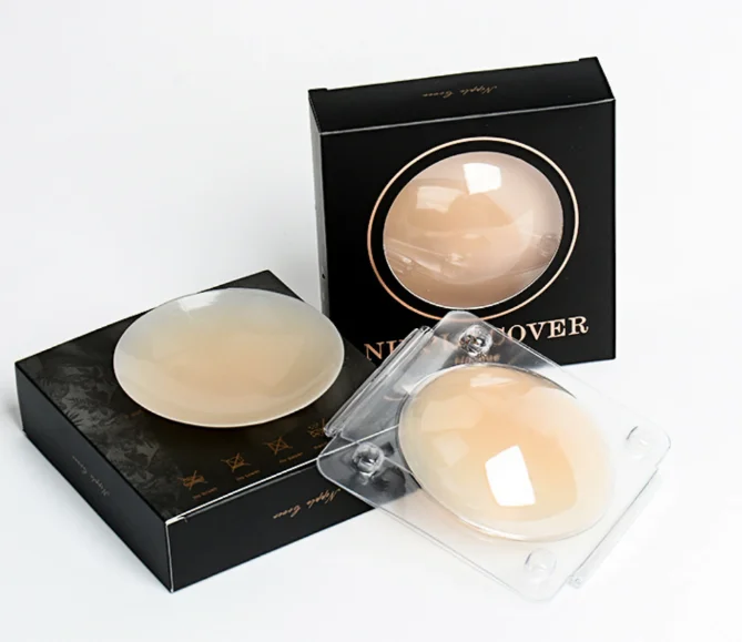 Ультратонкие однотонные колпачки для сосков многоразовые самоклеящиеся силиконовые в цветной коробке