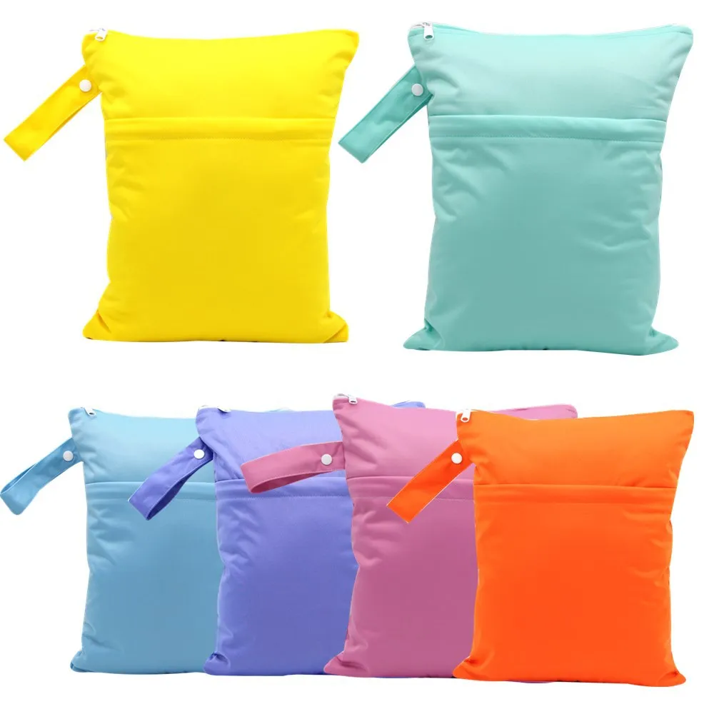 30x36cm waterproof diaper bag portable swimsuit storage travel carry PUL wet bag organizer with two compartments handle