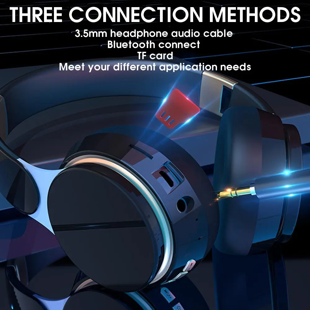 SAMA HiFi  Sound Quality BT 5.0 Gaming Headphone Gamer Mic Rechargeable Portable Over Ear Wireless Headset