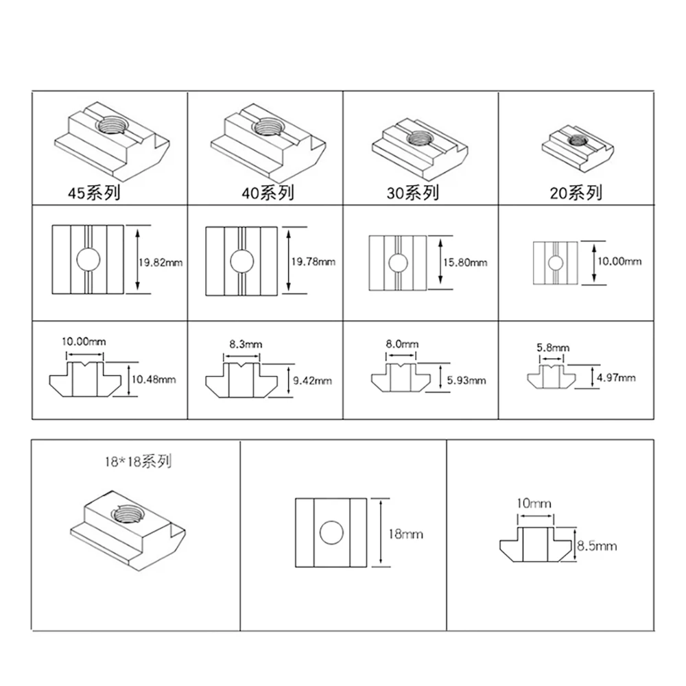Good Quality T Sliding Nut Block Square Nuts  For Aluminum Profile