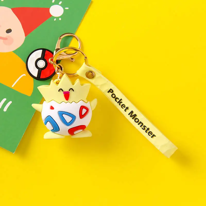 3D Figure Go Keychain Cute Cartoon PVC Pocket Monsters Pendant Chain Ring Kids keychain
