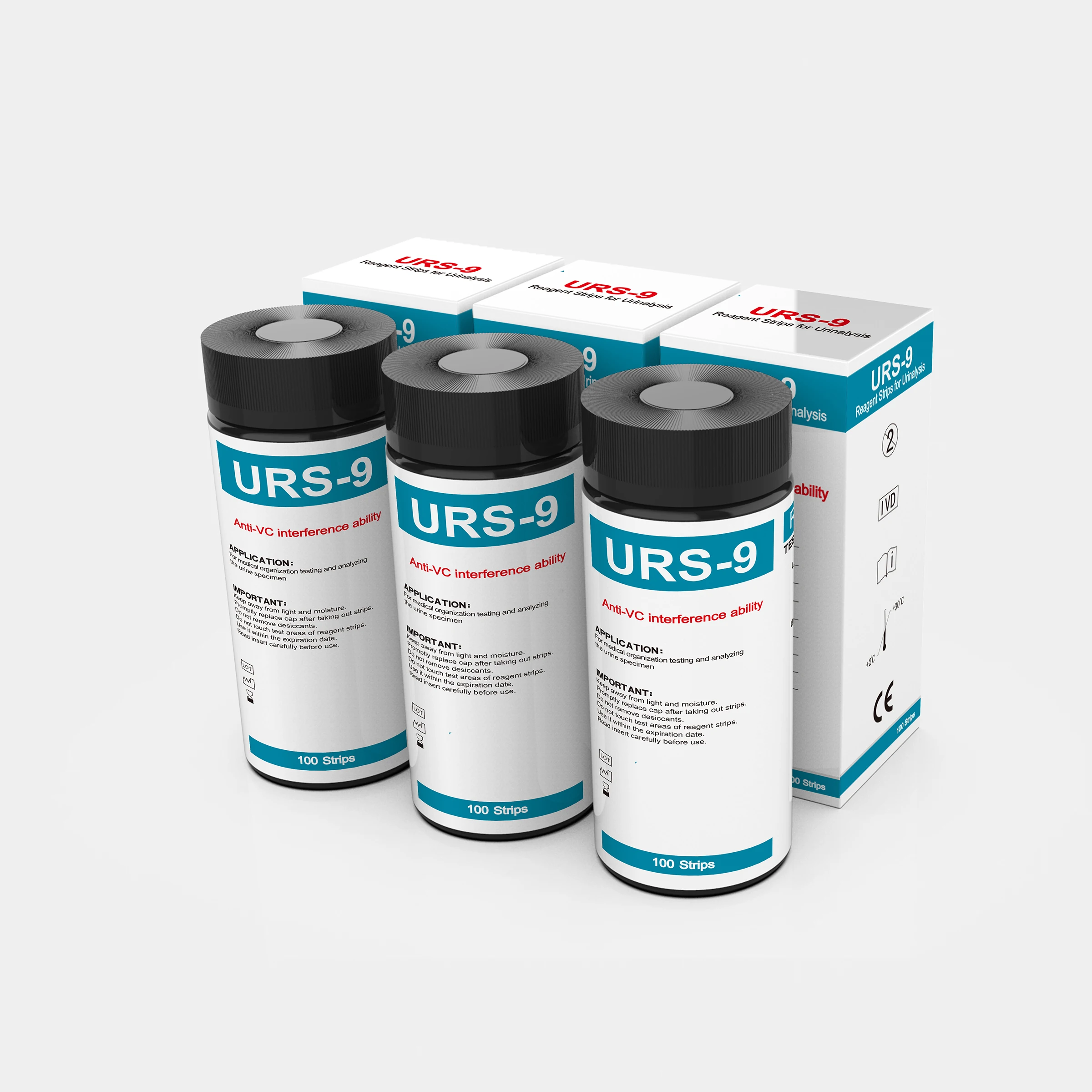 URS 9-in-1 Urine Test Strips 9 Parameters Testing UTI, Protein/Leukocytes/Nitrite/pH, 100 CT