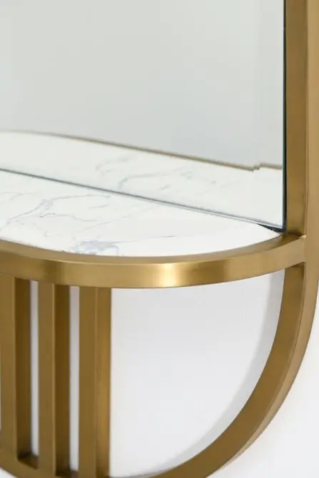 Modern Luxury Living Room Mirrored Wall Shelf Oval Shaped Stainless Steel Brushed Gold Wall Mirror Decor For Home Hotel