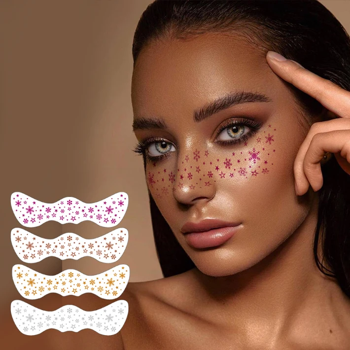 Customizable Temporary Body Fashionable Paper glitter freckles face tattoo Disposable Temporary Tattoos Inspired henna Model