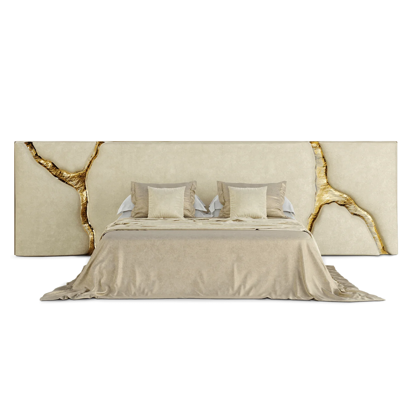 Italian Design Luxury Bedroom Furniture Set Modern Upholstered Leather Bedroom Bed With Extended Headboard