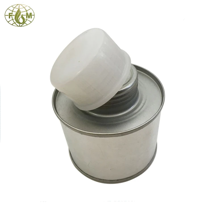 
100ml pvc adhesive metal can with plastic application brush cover tin can manufacturing plants 