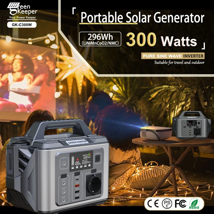 Greenkeeper Lithium Battery Solar Power Station Generator Portable Solar Energy System 300w 296Wh For Activities