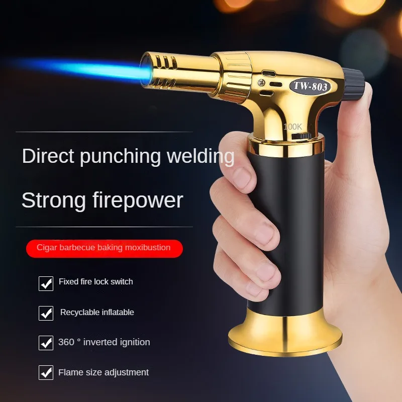 Wholesale Cheap Flamethrower BBQ Kitchen Big  Flame Butane Jet Gas Lighters Windproof Refillable Flame Torch  Lighter