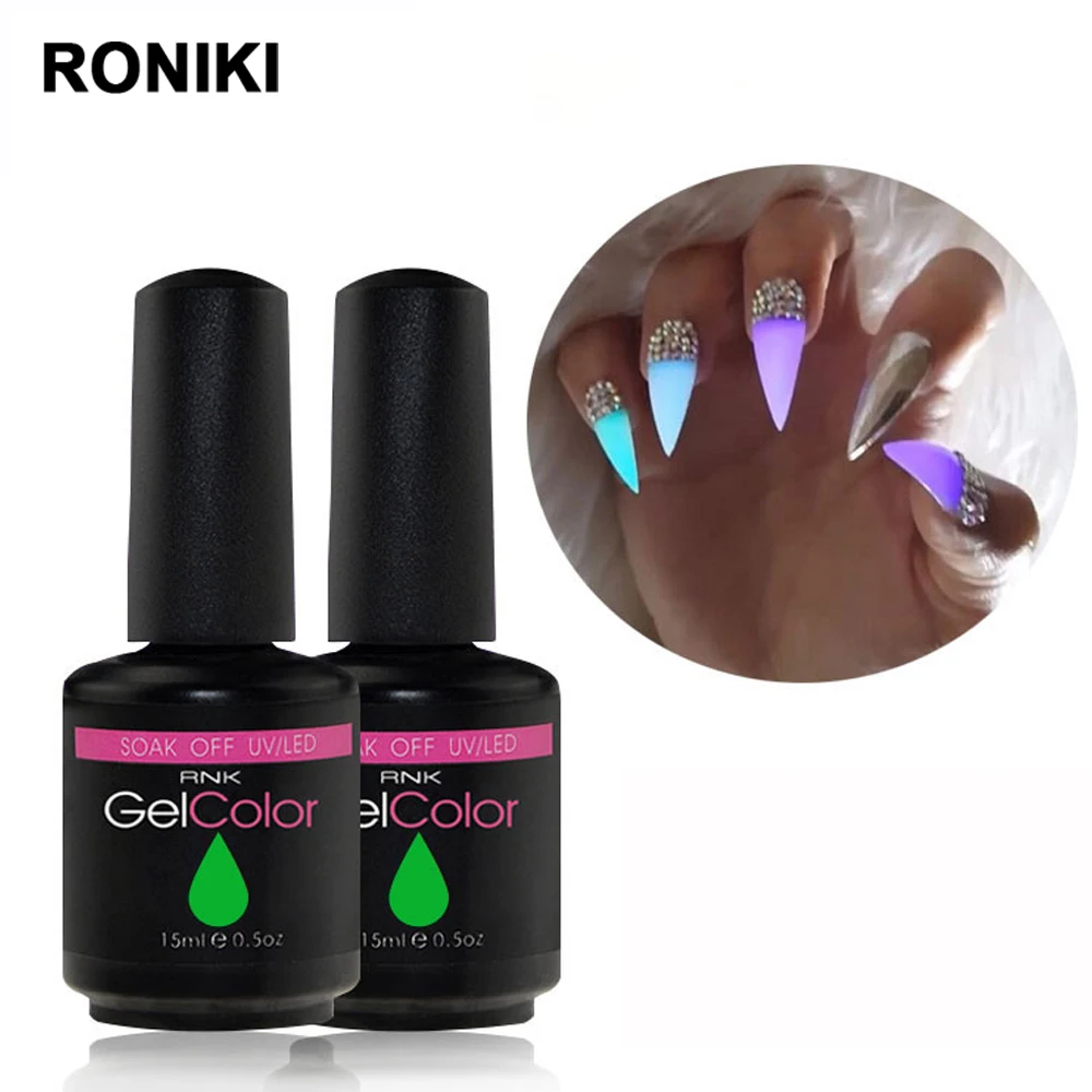RONIKI beauty nails salon neon esmaltes uv gel soak off uv gel luminous glow In dark nail polish gel