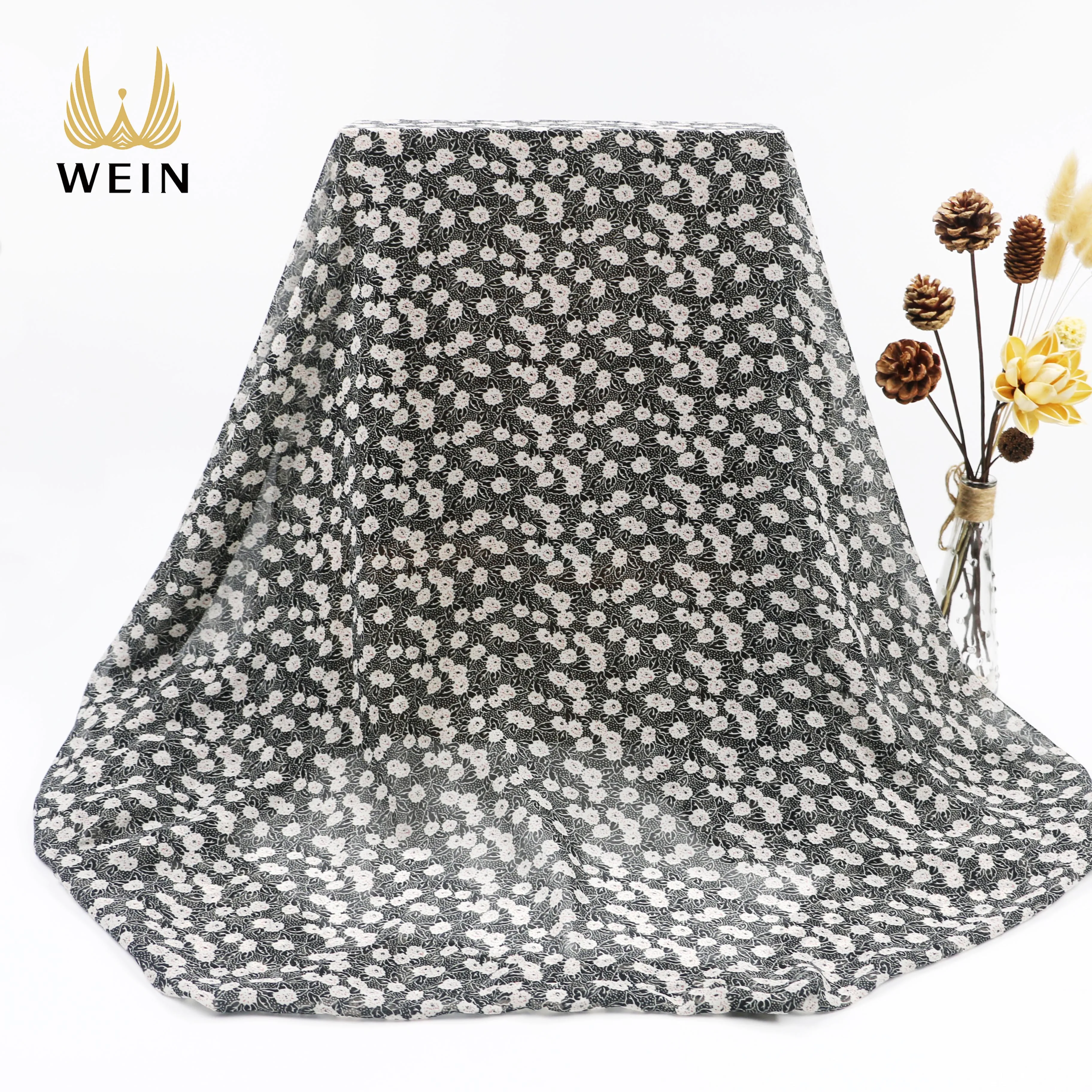 WI-A05 Latest design soft 50D lightweight silk georgette chiffon fabric with small flower printing design fabric for dress