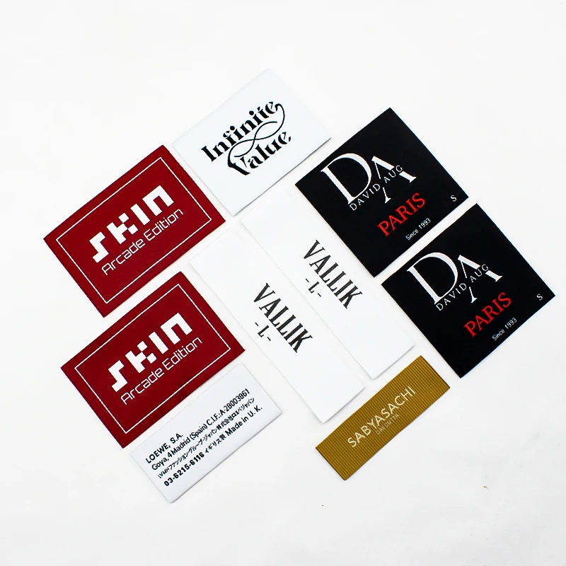 high definition brand hem label for sleeve,loop fold woven hem tag for sleeve