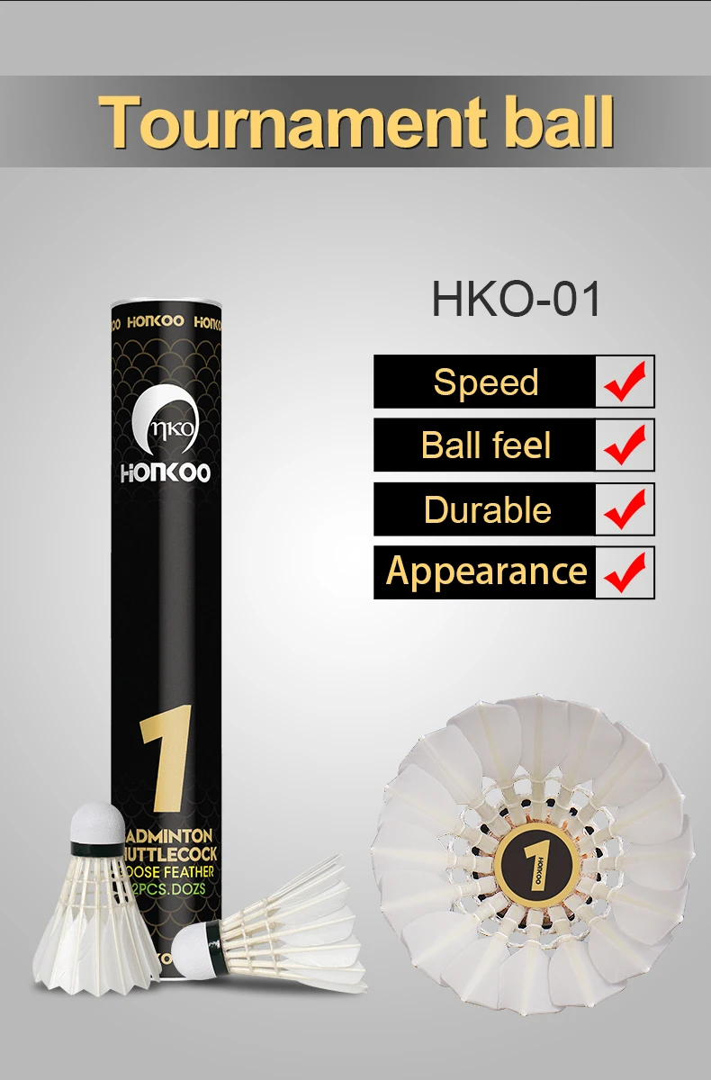 Wholesale Shuttlecock Natural Cork Raw Material Class A Goose Feather Shuttlecocks Badminton