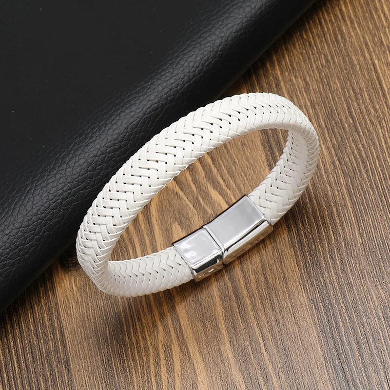 Popular Couple Bracelet Personalized Magnet Buckle Bracelet Vintage Multicolor Woven Leather Bracelet for Women Men