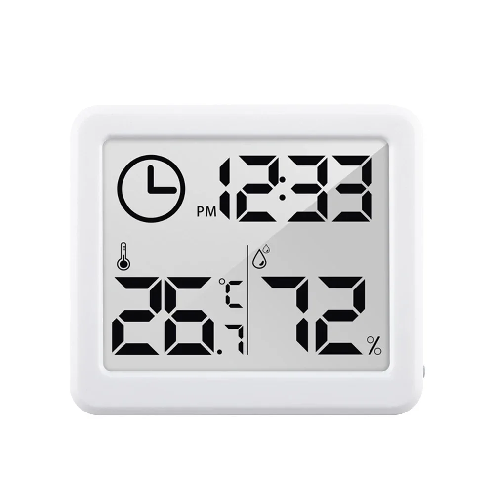 Indoor Weather Stations Humidity Meter for Plants Greenhouse Room Accessories Mini Hygrometer Household White Thermometer Clock