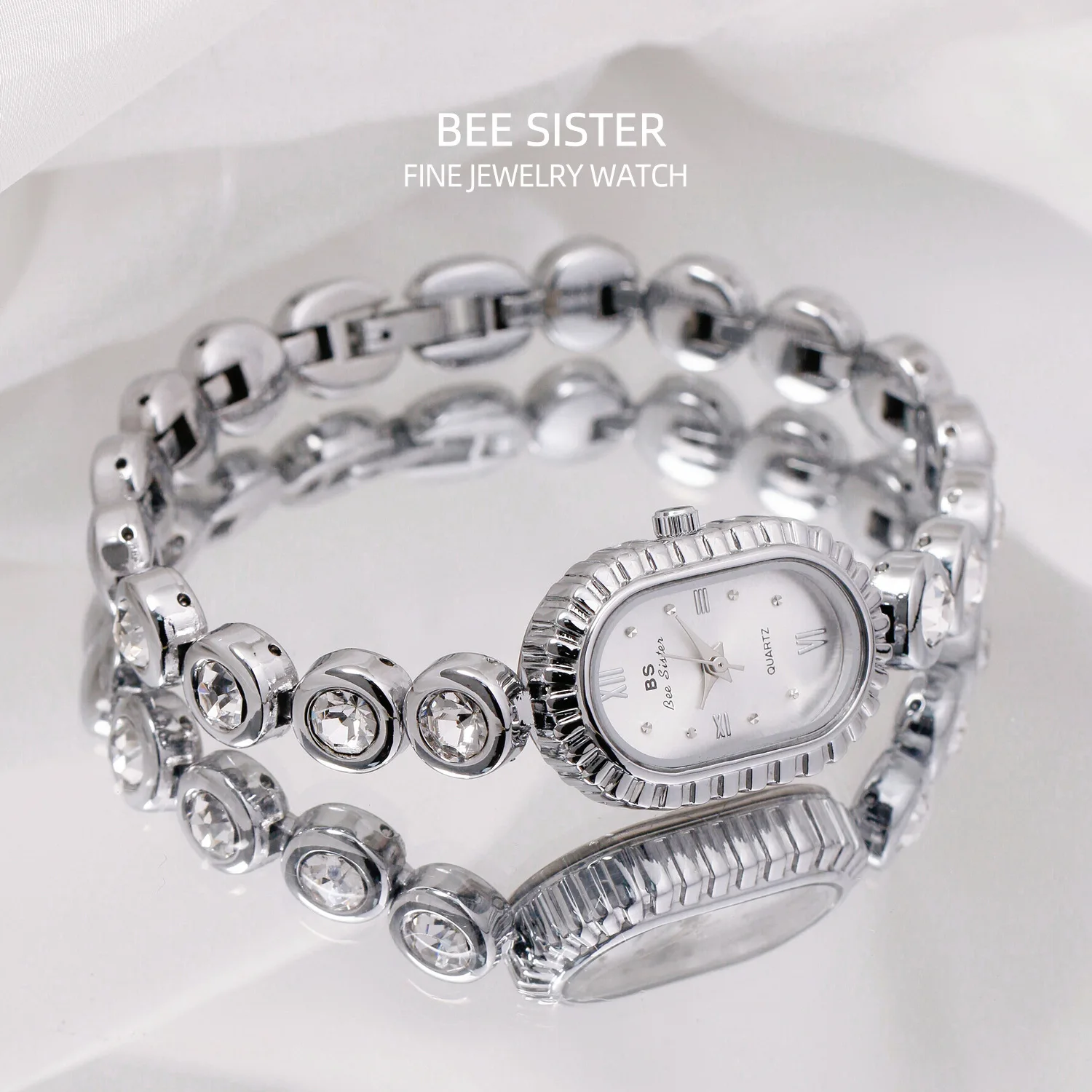 BS Popular Design Watch Luxury Jewelry Gold Oval Quartz Watches Fashion Ladies Bracelet Wrist Watch for Women Dress Wristwatch