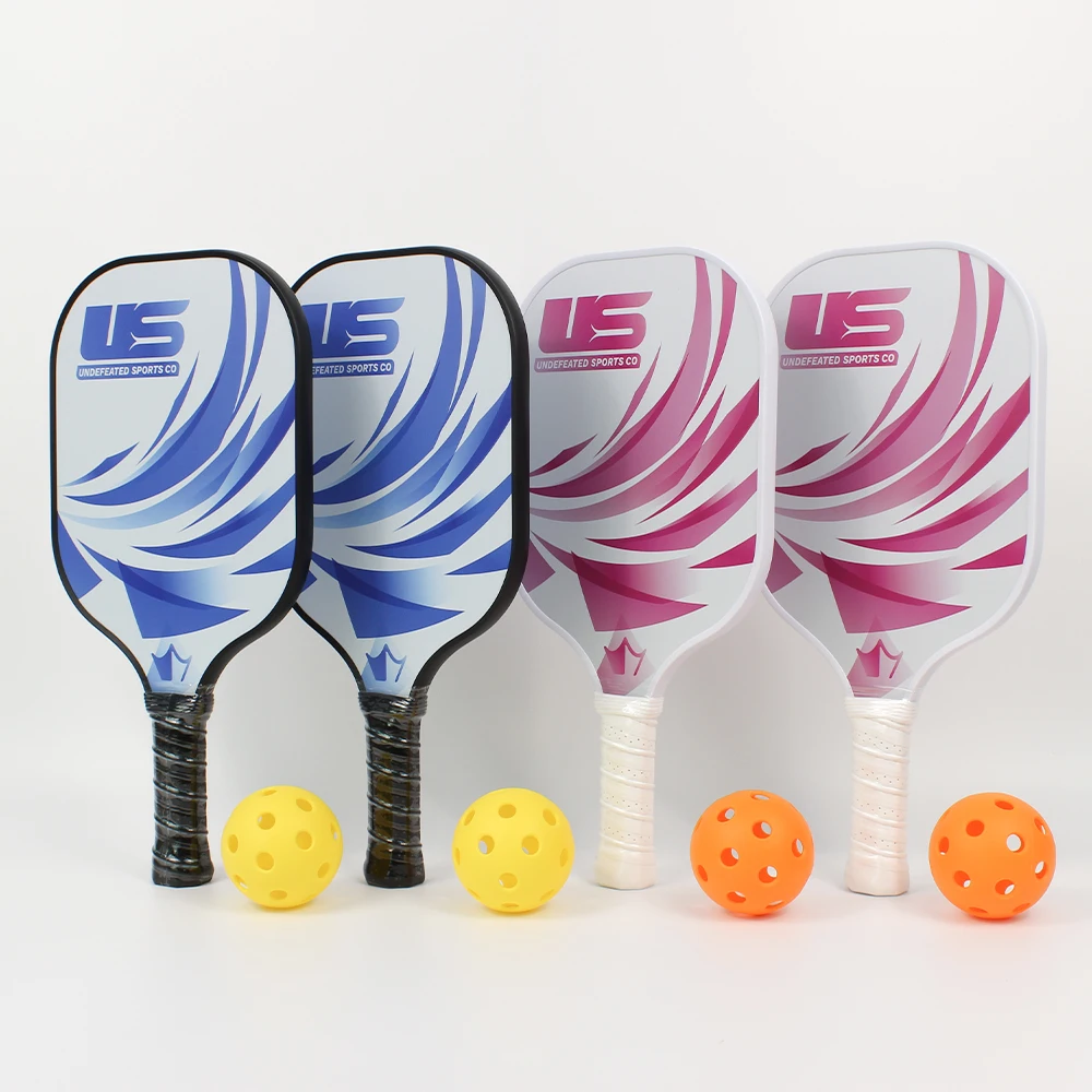 Graphite Carbon Fiber Pickleball Paddle Set Include 4 Paddles, 4 Balls Compatible USAPA Standard For Beginner, Adults, Kids