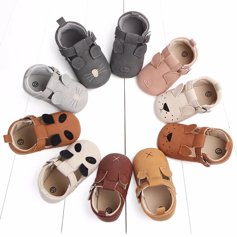 Baby Shoes Hard Wear Anti Slip Soft Touch New with Cartoon Dog Born Toddler Little Girls EVA Opp Bag Unisex Bonded Leather Mx08
