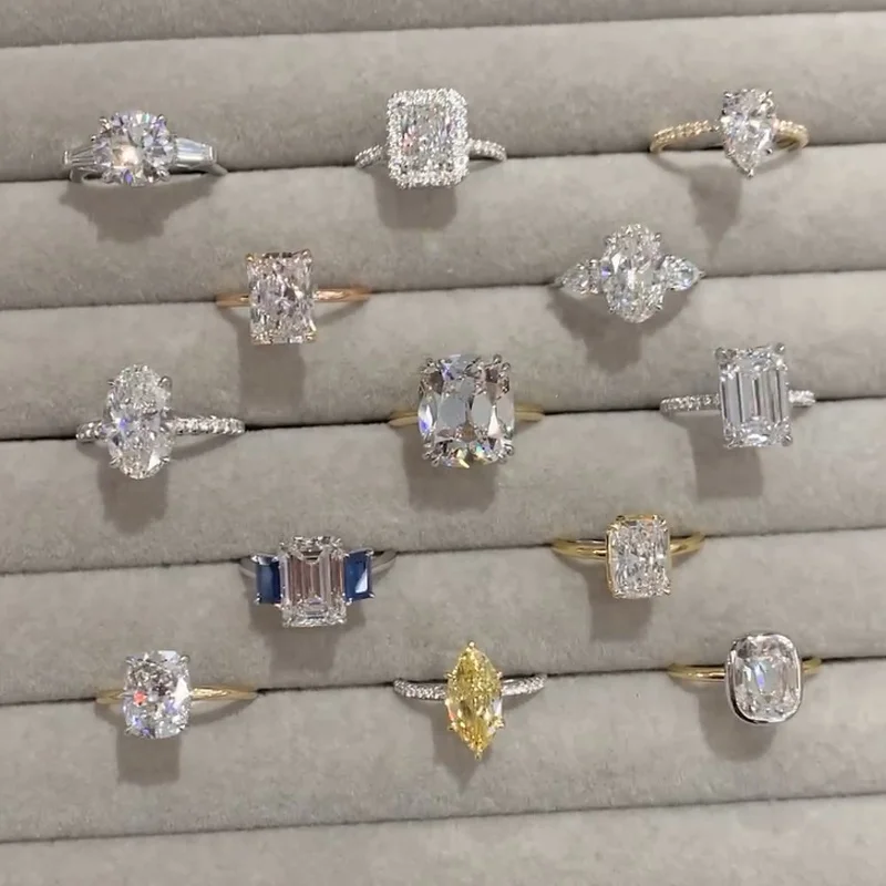 Factory Outlet 10K 14K 18K Gold Wedding Ring Real Gold Certified radiant Cut Lab Grown Diamond Rings Jewelry For Women