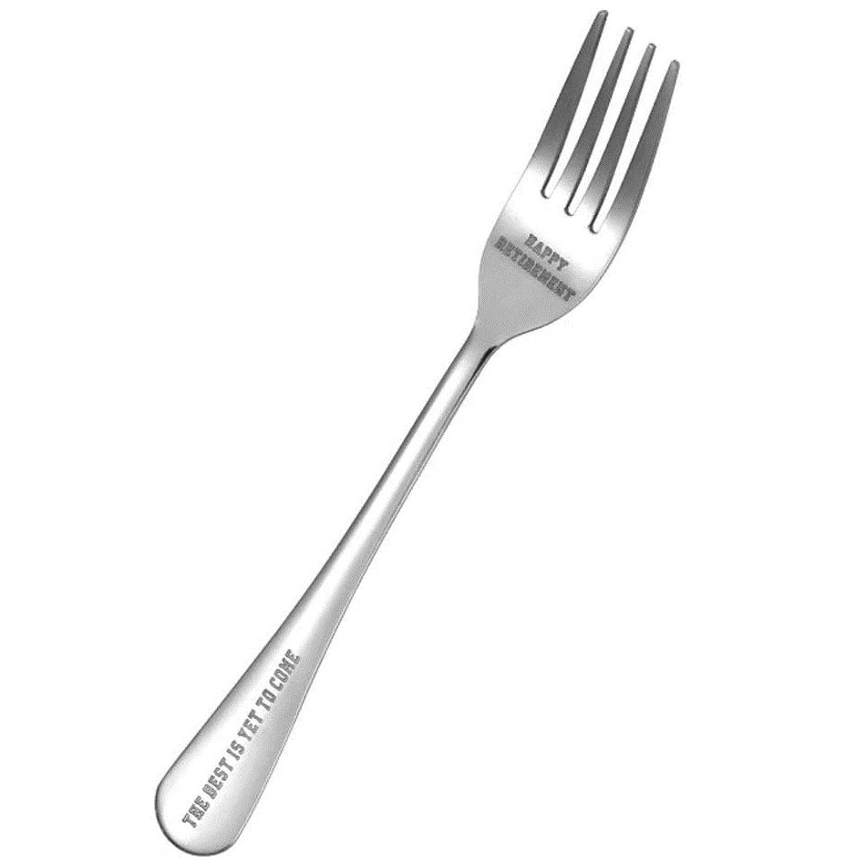 Embossing Stainless Steel Dinner Forks Gifts for Boss Coworker Man Engraved Farewell Fork for Home Kitchen and Restaurant