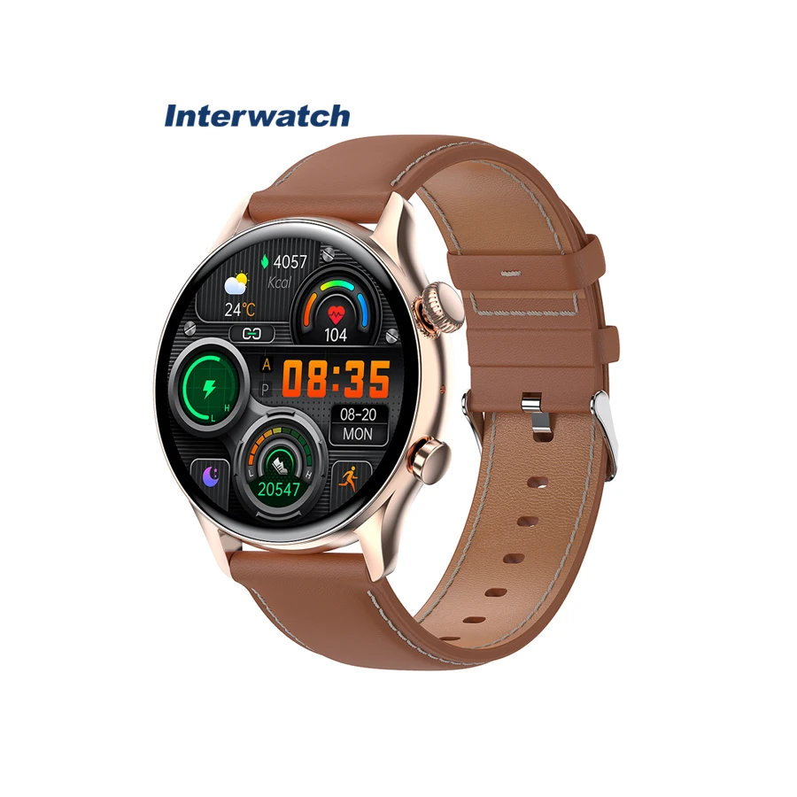 Interwatch W1 Android OS IP68 silvery AMOLED 1.36 inch full screen touch magnetic charging Smart Watch For Women