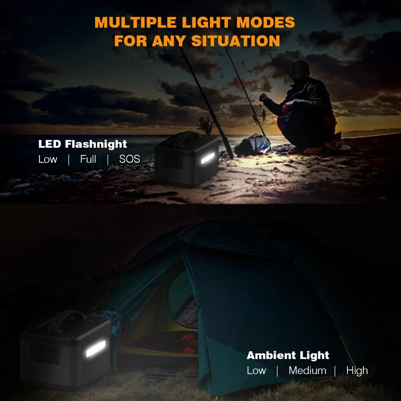 Portable Power Station 1408Wh Backup Lithium Battery AC Outlet Solar Generator for Outdoors Camping Hunting Emergency