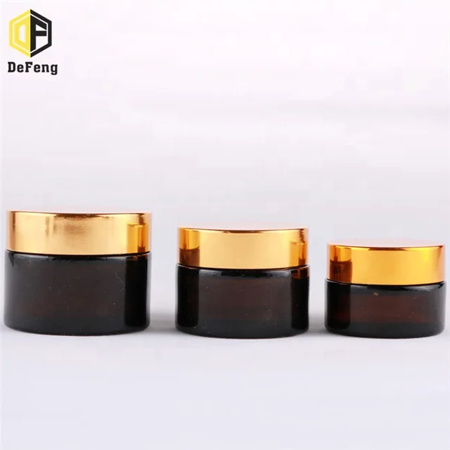 
Amber glass cream bottle with gold cap 20g 30g 50g 