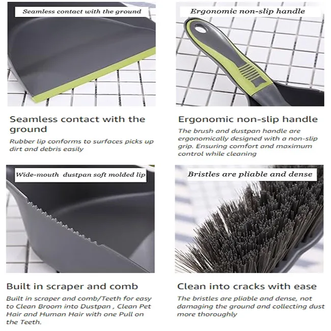 Dustpan Broom Plastic Dustpan with Brush Set Hand Broom and Dustpan set for Indoor and kitchen use